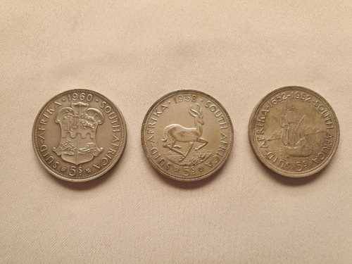 3x 5 Shillings Union of South Africa bid per coin to take all 3