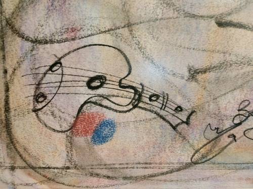 Ben Macala Face With A Guitar Mixed Medium Art