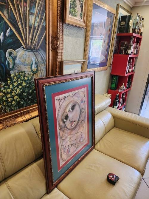 Ben Macala Face With A Guitar Mixed Medium Art