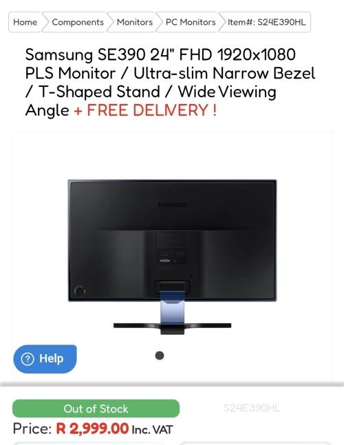 Samsung SE390 24` FHD 1920x1080 PLS Monitor