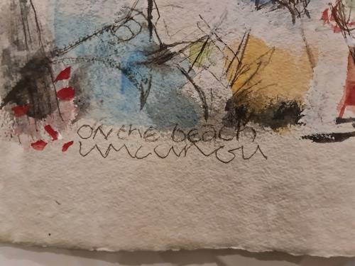 Martin Wenkidu - On the Beach Mixed Media Art
