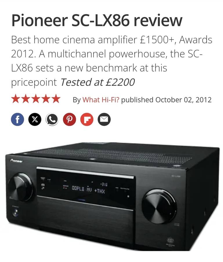 Pioneer SC-LX86 Multi Channel Power House Audio Video Receiver