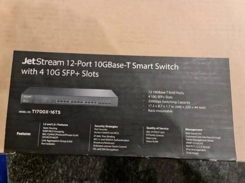 TP-Link T1700X-16TS JetStream 12-Port Gigabit Stackable Smart Switch with 4 10G SFP+