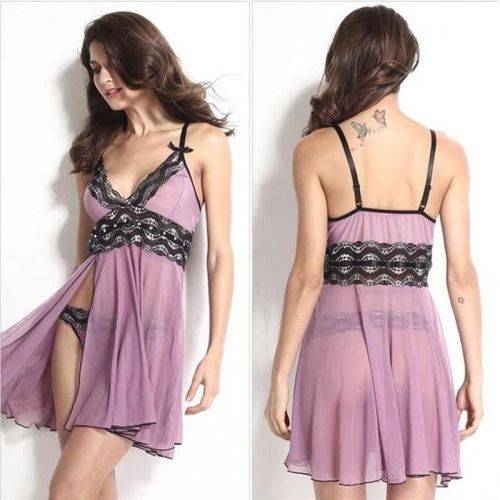 Purple Sexy G-string Underwear Lingerie Nightgown Sleepwear