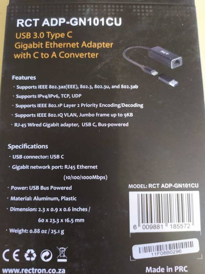 USB/USB-C TO GIGABIT ETHERNET ADAPTER