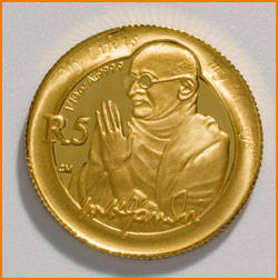 2008 GHANDI PROOF TENTH OUNCE 24 CARAT GOLD