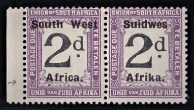 1927 SWA SACC 35 - 2d Postage Due Pair Fine UM - CV R200-00 (Top perf split)