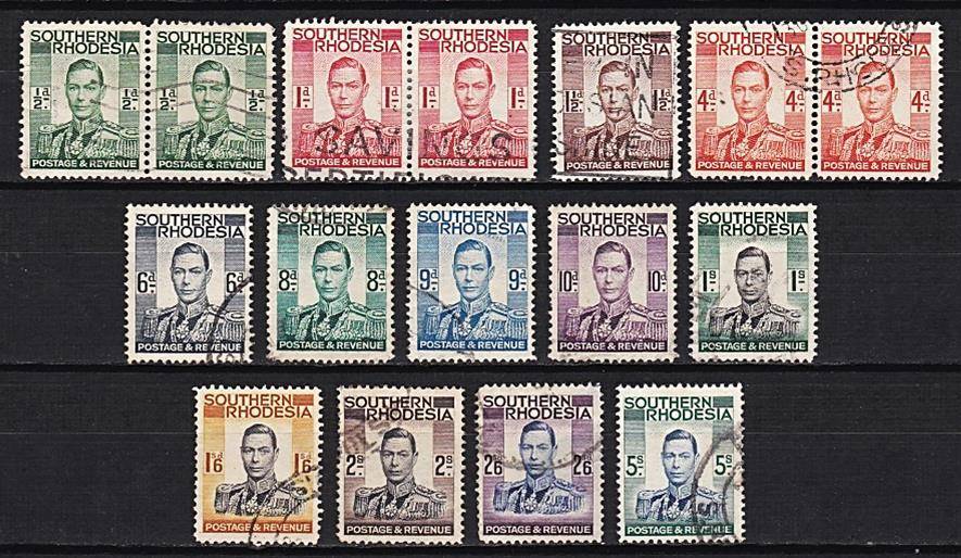 1937 KGVI Southern Rhodesia Full VFU Set!