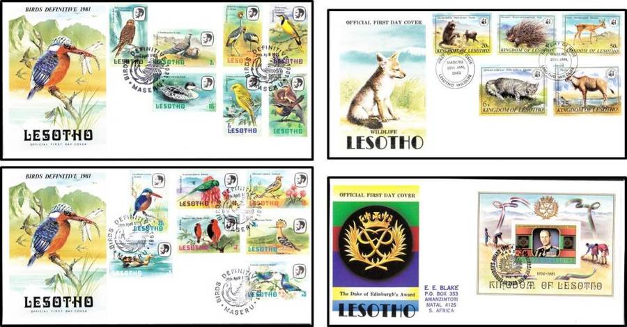 20 x Lesotho FDCs (1969-1982 ) Including High Value Bird Definitive - 1 x BID/COVER