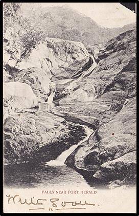 1905 Transvaal Postcard `FALLS NEAR PORT HERALD with 1d KEVII SACC.251/267 (corner damage).