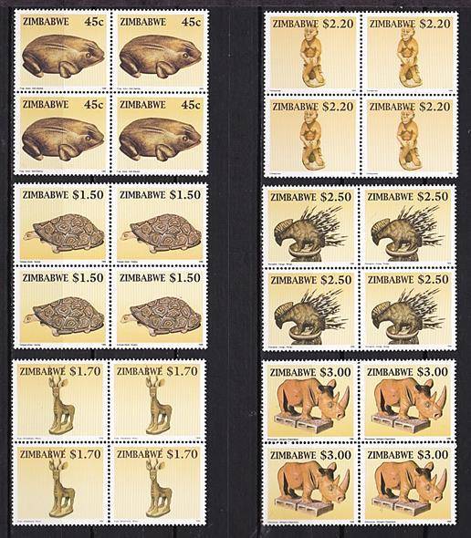 1990-97 Zimbabwe Blocks of 4 UMM (**) Selection - CV = R1,800+