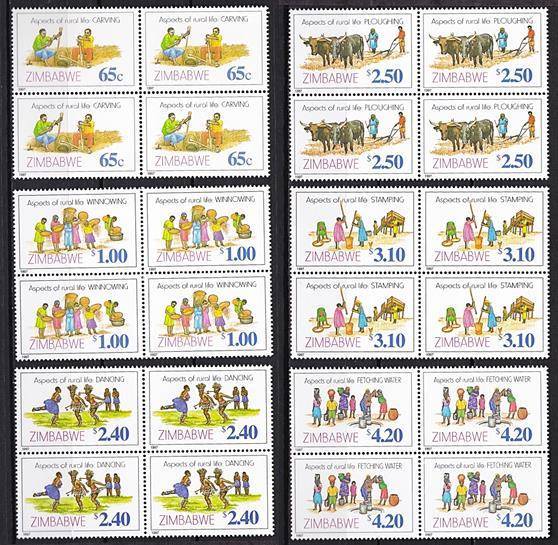 1990-97 Zimbabwe Blocks of 4 UMM (**) Selection - CV = R1,800+