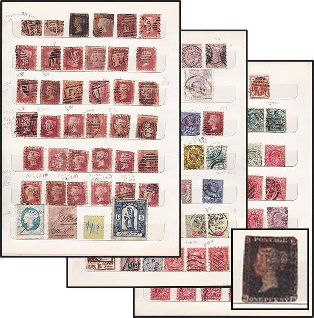 Excellent GBR Collection QV to KGVI in Old Stock Book including PENNY BLACK !!! See All the Scans