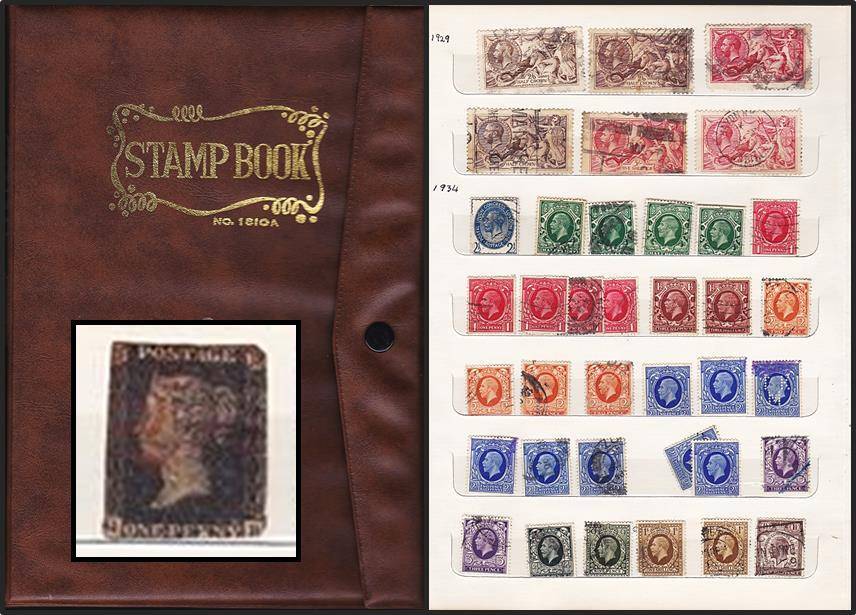 Excellent GBR Collection QV to KGVI in Old Stock Book including PENNY BLACK !!! See All the Scans
