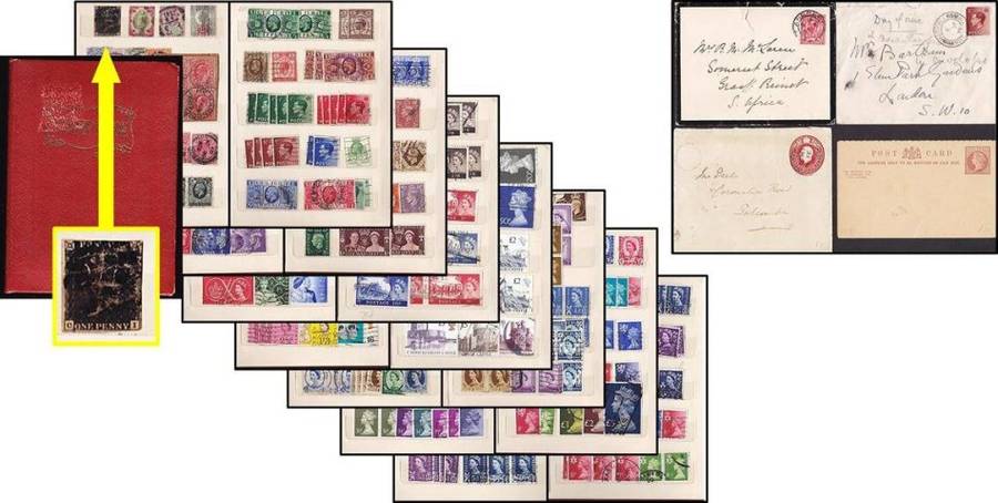PENNY BLACK & Small Collection of  GBR in Stockbook & Postal History *** GREAT LOT ***
