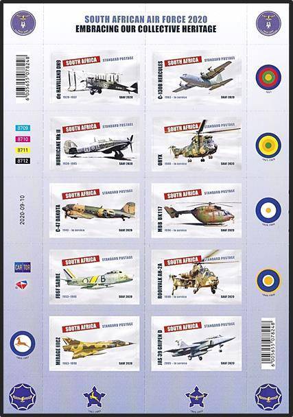*** 2020 *** RSA Self Adhesive MS - "SOUTH AFRICAN AIR FORCE 2020" (10 x Std Postage Rate)