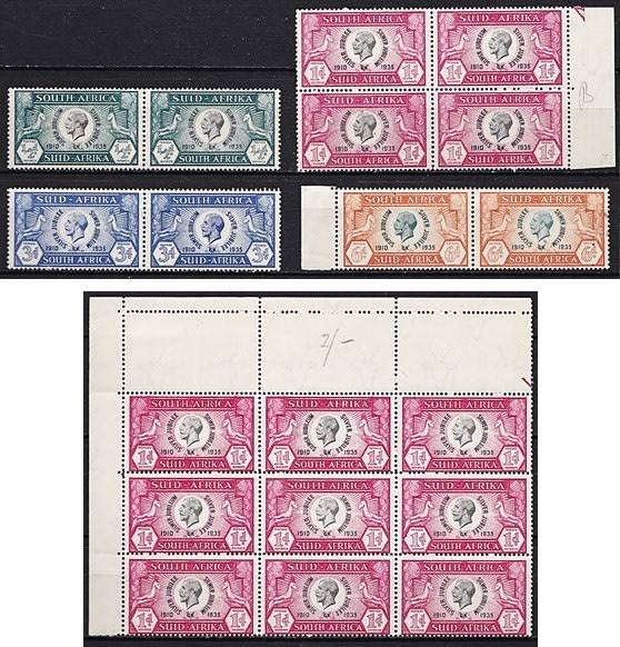 1935 Union Silver Jubilee MM (*) Full Set & 1d Corner Block of 9 *** GREAT CV ***