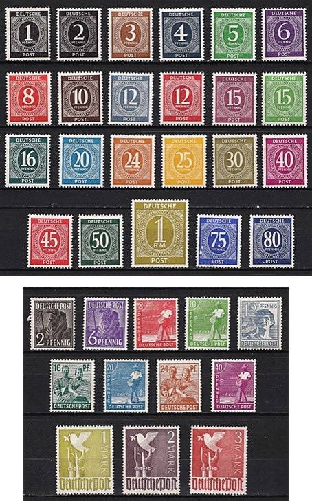 1946-48 Germany WWII Allied Occupation Zone Mint (*) Issues - Selection from First to Last Issues