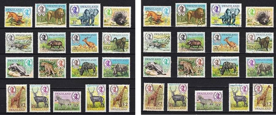 1969 Swaziland Native Wild Animals UMM (**) & VFU Sets Incl 1E & 2 E Issues  *** CV = R2,000+ ***