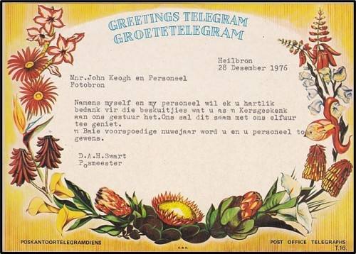 Fantastic RSA 1976 Greetings Telegram and Cover *** SCARCE LOT ***