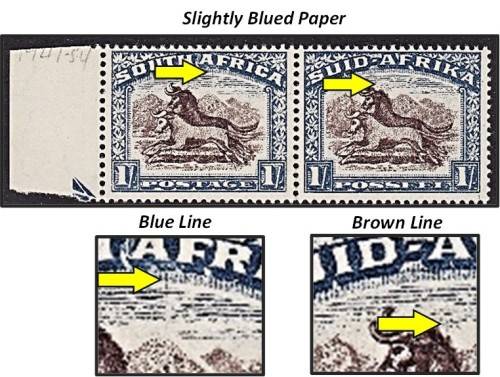 1933 Union 1/- CC.61 UMM (**) Dark Colours/Blued Paper & VAR - See Scans