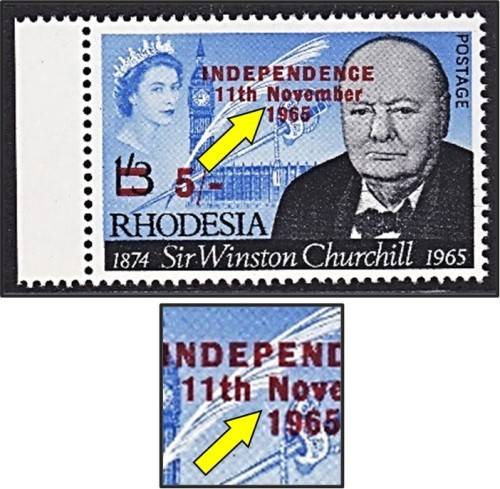 1966 Rhodesia 5/- UMM (**) CC.130a VAR - Scratch through Sword *** R1,400+ ***