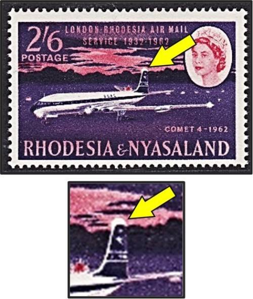 1962 Rhodesia & Nyasaland CC.43a VAR - Extra Landing Light - Rare