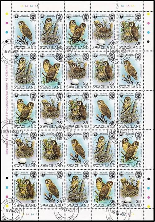 1982 Swaziland Fishing Owls Cancelled SHEET & FDC *** CV  R3,000+ ***