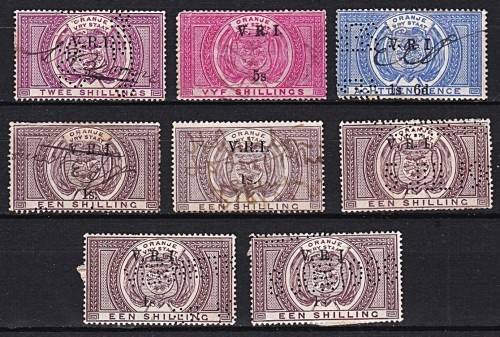 1882/6 OFS Fiscals with V.R.I. Overprints/Surcharges - Scarce Lot
