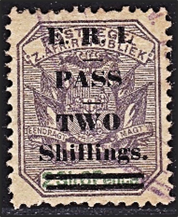 1900 ZAR E.R.I. 2/- PASS Surcharged Used - V/Scarce