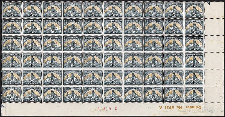 1941 Union 1½d UMM(**) Block of 60 (Loose Perfs) - Gradual Perf Shift  *** CV  R1,800+ ***