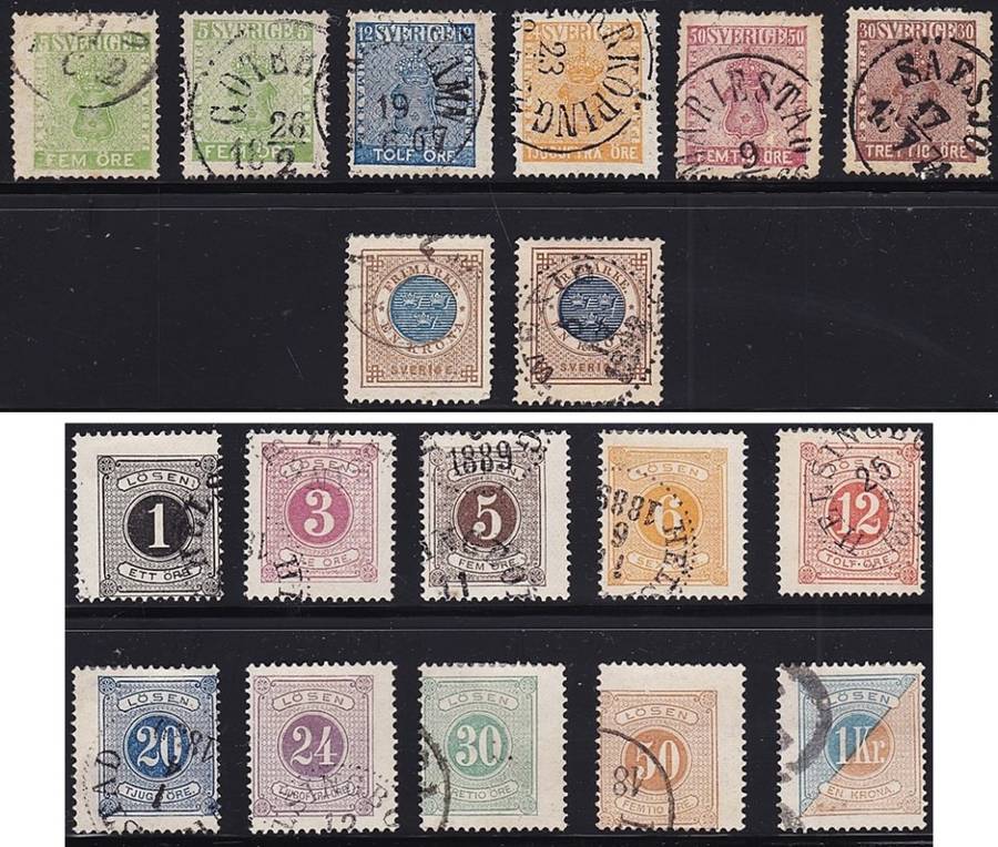 1852/70 Sweden First Issues Used + 1877 Postage Dues  *** CV  R6,500+  ***