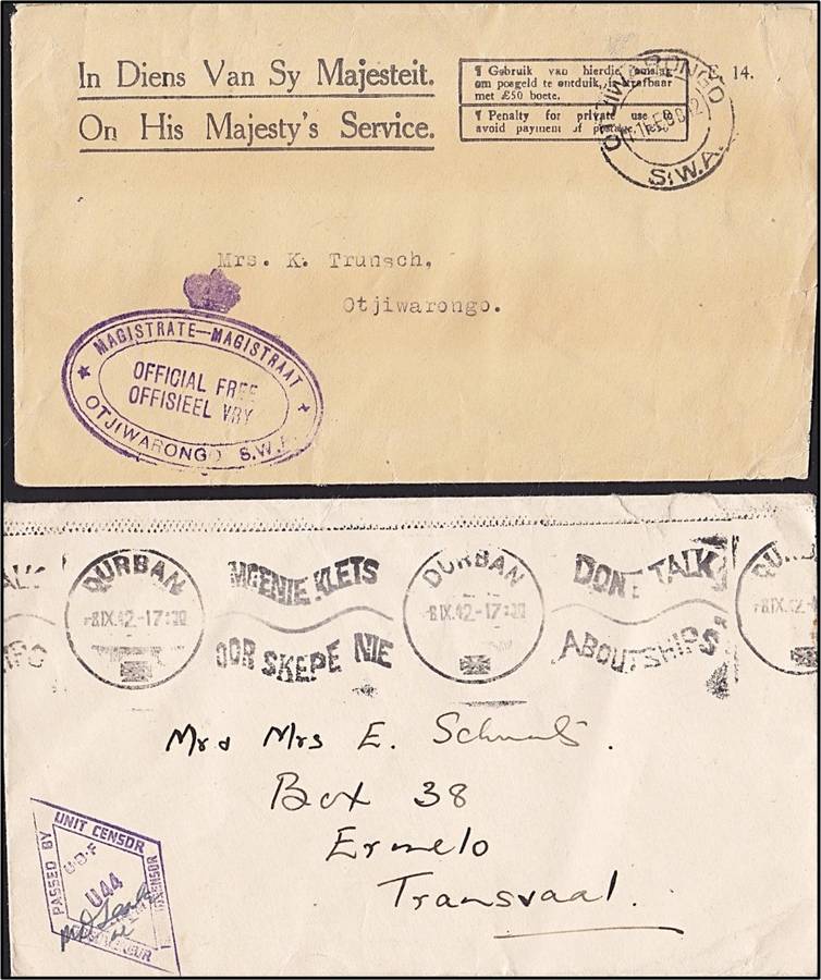 WWII Era Postal History Items: Censored Cachets, On Service etc *** Nice Study Lot ***