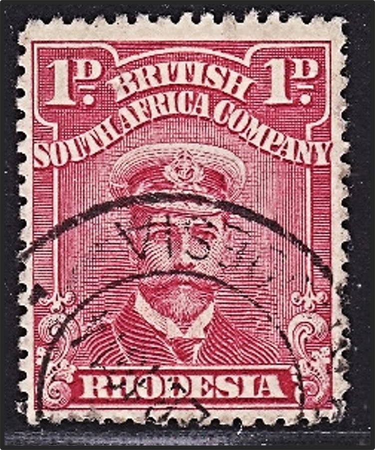 1913/22 BSAC 1d Carmine Red SG.204 Perf.15, No Wmk, Used with Certificate