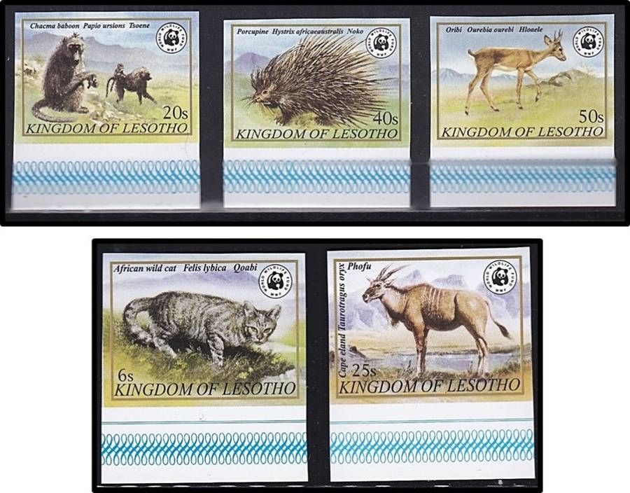 1982 Lesotho WWF Wildlife UMM(**) Set in SCARCE IMPERF Marginal Singles