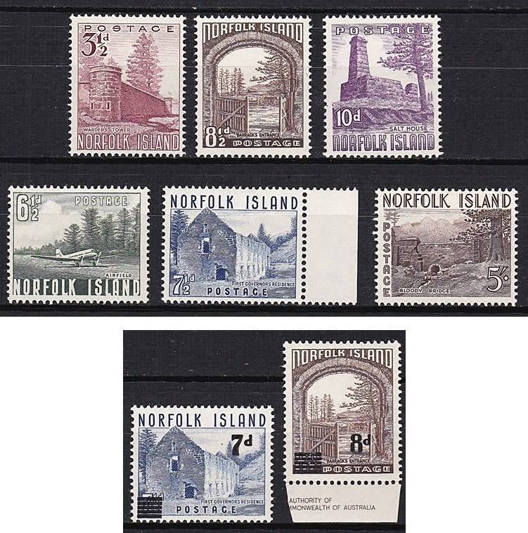 1953/8 Norfolk Island UMM(**) Set SG.13/18 + SG.21/22  @ CV  R1,200+