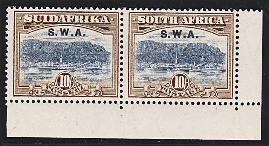 1927/30 SWA 10/- Overprint Issue CC.90 UMM(**) Corner Pair @ CV  R9,000+