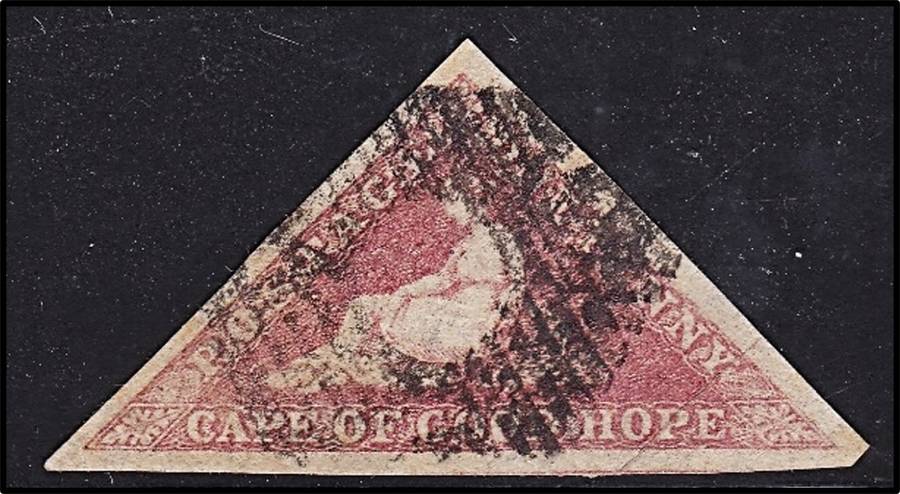 1853 CoGH 1d Triangle Pale Rose CC.5a, 3 x Margins @ CV  R10,000