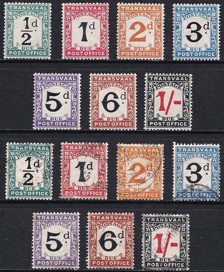 1907 Transvaal Postage Due Sets MM(*) & VFU  @ CV  R2,915