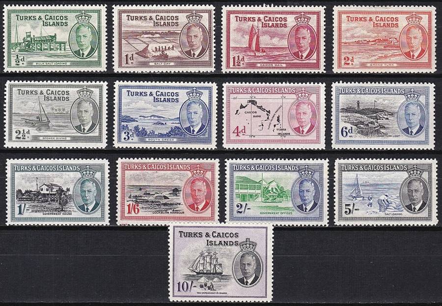 1950 Turks & Gaicos Islands KGVI MM(*) Set SG.221/2333  @ CV  R1,900+