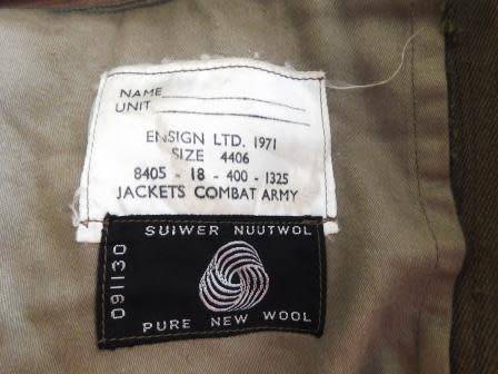 COMBAT ARMY BUNNY JACKET SIZE 4406 PURE NEW WOOL 1971