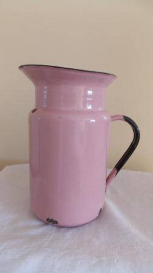 BIG ENAMEL JUG PIENK AND BLACK