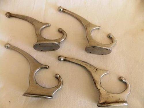 4 BRASS CHROME PLATED SA RAILWAYS CLOTHING/TOWEL HOOKS