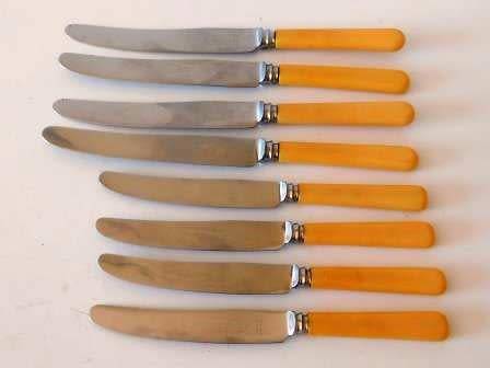 8 BONE HANDLE VINERS OF SHEFFIELD SUPER STAINLESS STEEL KNIVES 2 SIZES