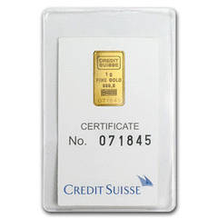 1 g Statue of Liberty Credit Suisse Gold Bar With Assay