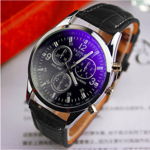 Quartz New Mens Watch. Black Strap