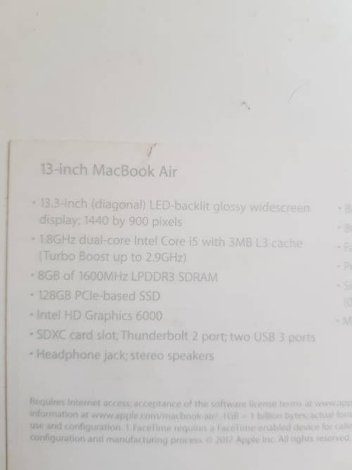Apple MacBook Air Core i5 2017 Model **128SSD ** 8GB Ram ** Cracked LCD**