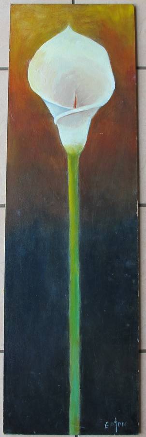WHITE LILY - OIL Painting ON BOARD BY EATON