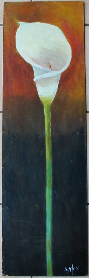 WHITE LILY - OIL Painting ON BOARD BY EATON