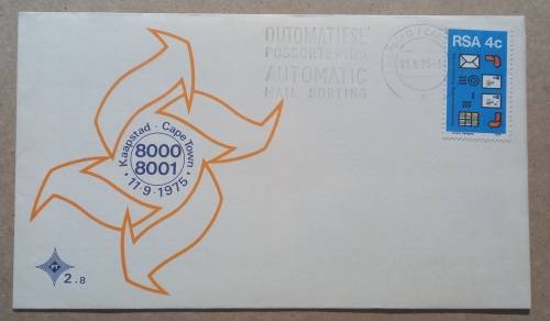 FDC RSA, 1975, Postal Mechanisation Sorting, number 2.8.
